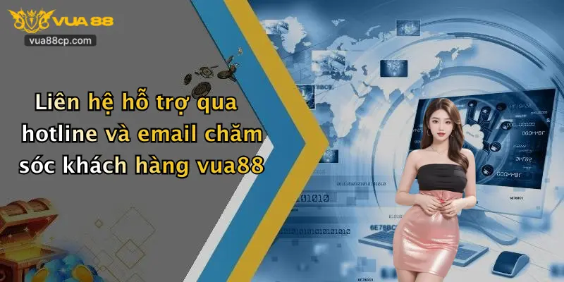 Liên hệ hỗ trợ qua hotline và email chăm sóc khách hàng vua88